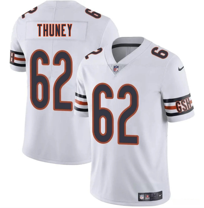 Men's White Chicago Bears #62 Joe Thuney 2025 Vapor Stitched Football Jersey